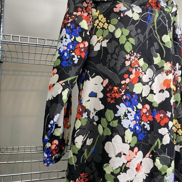 Banana Republic Dark Floral Off Shoulder Dress Size L Tall Moto‎ Boho Flowy - Picture 10 of 14